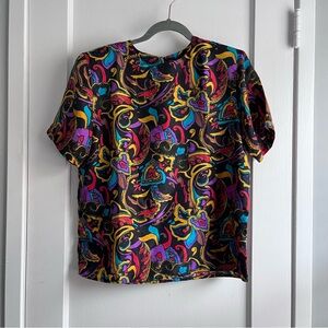 VTG 80s Paisley Silk T Shirt